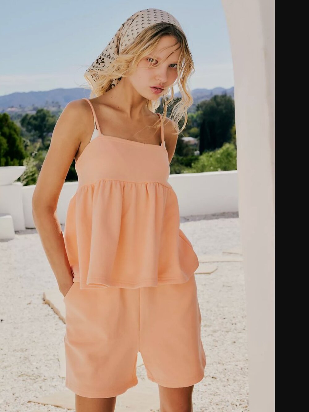 Free People free-est Women Spring Melon Stella Terry Short+Top Set Size S NWT